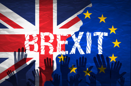 Brexit cracks Text Isolated. United Kingdom exit from europe relative image. Brexit named politic process. Referendum theme artのイラスト素材