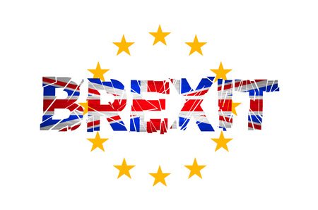 Brexit. Flags of the United Kingdom and the European Union to illustrate possible exit of Great Britain from the EU art vectorのイラスト素材