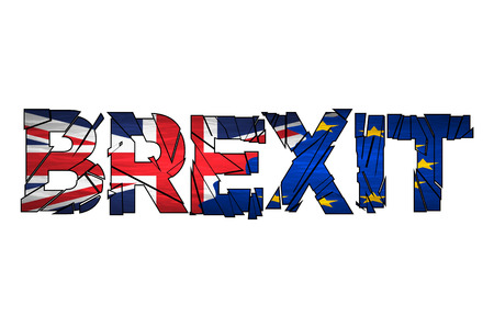 Brexit Text Isolated. Brexit cracks Text Isolated. United Kingdom exit from europe relative image. Brexit named politic process. Referendum theme artのイラスト素材