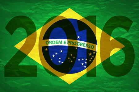 Background colors of the Brazilian flag with the inscription 2016. Vector illustration EPS10 artのイラスト素材
