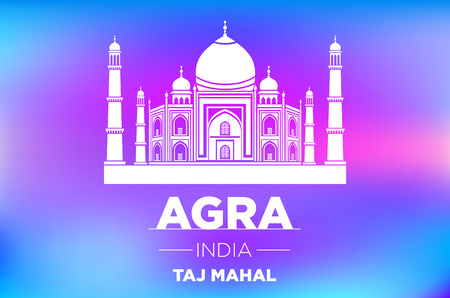 agra Taj Mahal india vector blue background artのイラスト素材