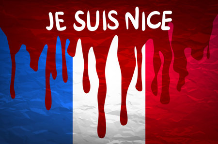 The national waving flag of France. Blue, white red background. vectorのイラスト素材