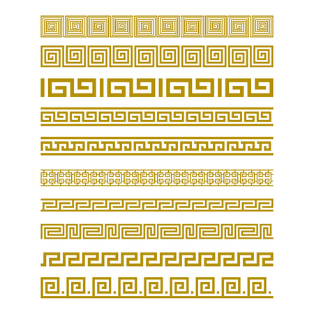 Seamless Gold Meander Patterns vector artのイラスト素材