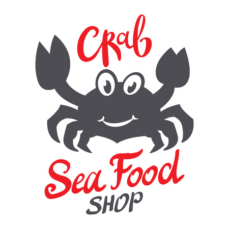 Crab silhouette. Seafood shop branding template for craft food packaging or restaurant design. Vector illustration artのイラスト素材