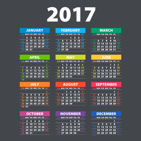 2017 Calendar - illustration  template of color 2017 calendar artのイラスト素材