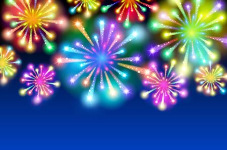 Large Fireworks Display - vector illustration background. artのイラスト素材