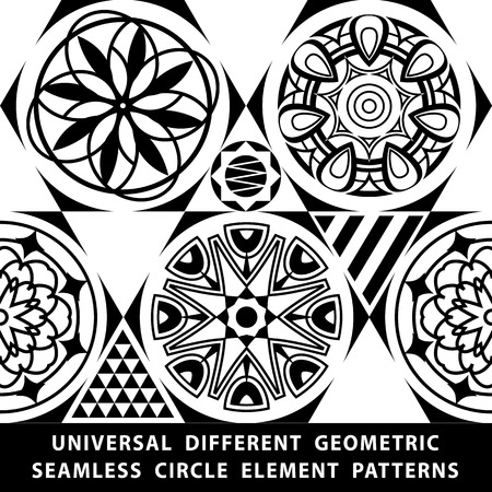 Universal different vector seamless patterns. tiling. Endless texture can be used for wallpaper, pattern fills, web page background,surface textures. Set of monochrome geometric ornaments. artのイラスト素材