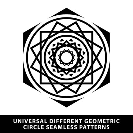 vector pattern seamless star tile circle black and white element artのイラスト素材