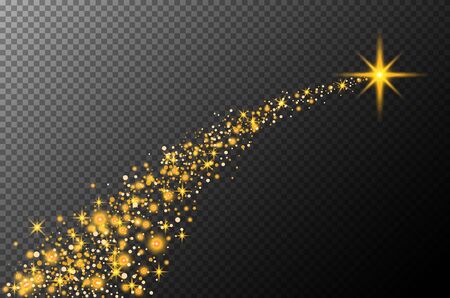 Abstract semitransparent vector magic glow star trail light effect with neon blur curved line shoots up. Sparkling translucent comet bokeh. Special white christmas effect on transparent background artのイラスト素材