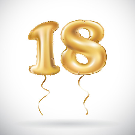 eighteen vector Golden number 18 eighteen metallic balloon. Party decoration golden  balloons. Anniversary sign for happy holiday, celebration, birthday,  carnival, new year. artの素材 [FY31083973320] | ストックフォトの Qlean  Market（キュリンマーケット）