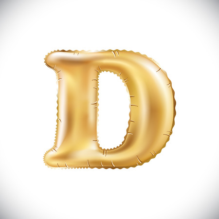 Funny yellow balloon alphabet isolated on white background. 3D illustration. Letter Dのイラスト素材