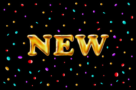 vector great of gold new balloon signs word-sign, lettering, artのイラスト素材