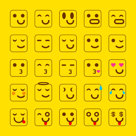 vector yellow Set of smile icons. emoji. emoticons face, cheerful, vector illustration artのイラスト素材