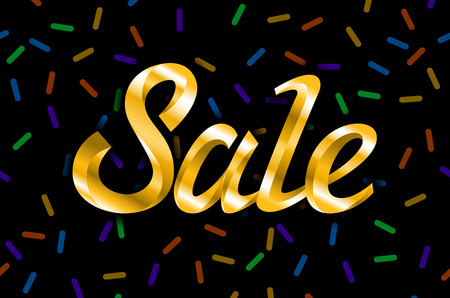 Sale, golden text. Sale vector lettering of gold on black background artのイラスト素材
