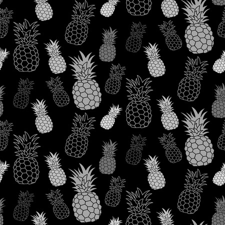 Pineapple seamless pattern, hand drawn. Textile print for apparel. Realistic handmade line ananas. vector illustration isolated on white background. artのイラスト素材