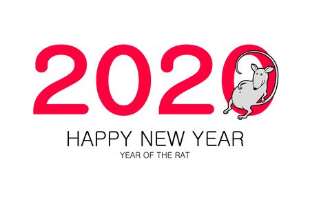 Chinese new year 2020 year of the rat, red paper cut rat character, asian elements with craft style on white background. Vector illustration eps 10 artのイラスト素材