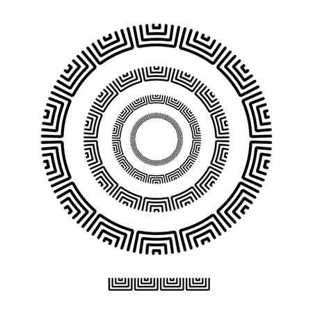 square brush patterns in a circle line black shape design vector graphic round frames with fully editable stroke width artのイラスト素材