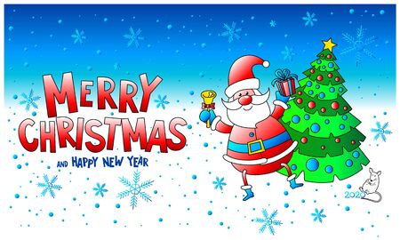 Santa Claus merry christmas and happy new year snowflake winter of blue background vector illustrationのイラスト素材