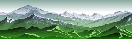 mountains eps 10 illustration background View of green - vector artのイラスト素材