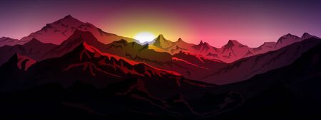 sunrice mountains eps 10 illustration background View - vector artのイラスト素材