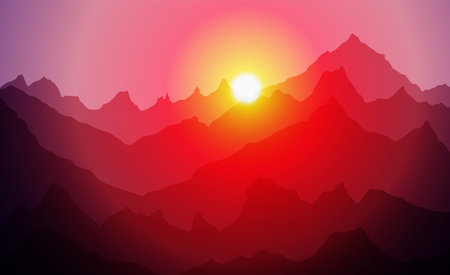 sunrice mountains eps 10 illustration background View - vector art