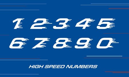 speed Sport numbers set logo design template. Vector sport style typeface for sportswear, sports club, app icon, corporate identity, labels or posters.のイラスト素材
