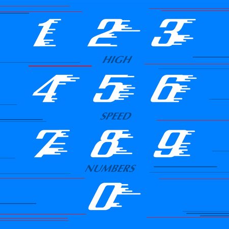 speed Sport numbers set logo design template. Vector sport style typeface for sportswear, sports club, app icon, corporate identity, labels or posters.のイラスト素材