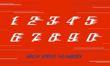 speed Sport numbers set logo design template. Vector sport style typeface for sportswear, sports club, app icon, corporate identity, labels or posters.のイラスト素材