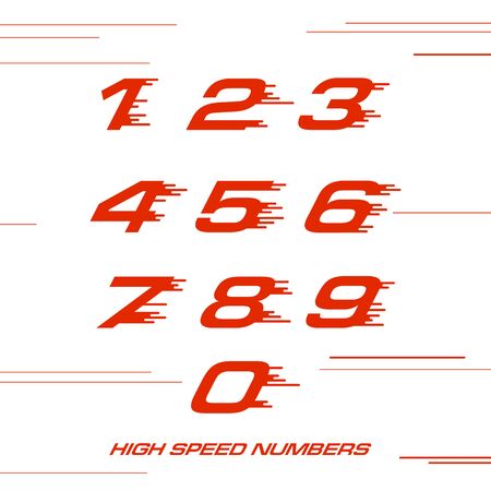 speed Sport numbers set logo design template. Vector sport style typeface for sportswear, sports club, app icon, corporate identity, labels or posters.のイラスト素材