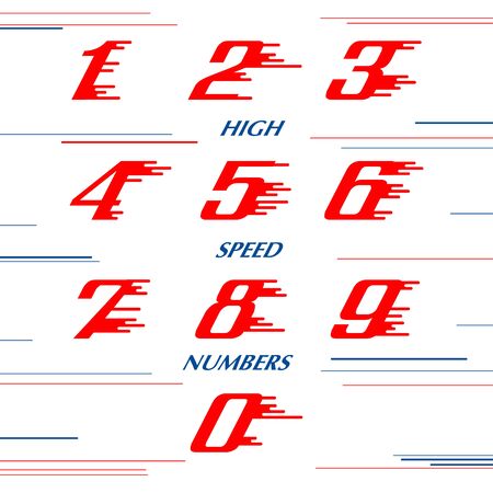 speed Sport numbers set logo design template. Vector sport style typeface for sportswear, sports club, app icon, corporate identity, labels or posters.のイラスト素材