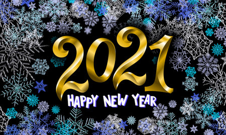 Happy New Year 2021. Holiday vector illustration of golden metallic ballons numbers 2021. Realistic...