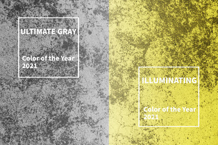 Illuminating and Ultimate Gray colors of the year 2021. Creative design for trendy color illustration.の写真素材