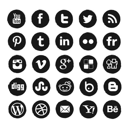 social media grounge icon-setのeditorial素材