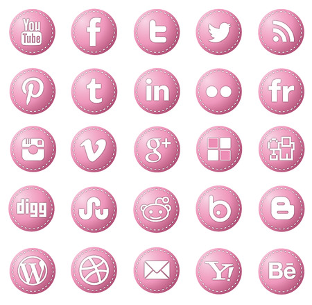 social media icon-set red roundedのeditorial素材