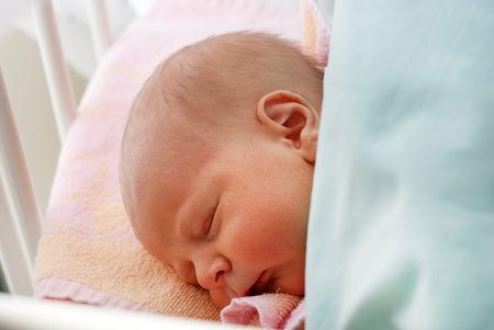 Little newborn baby boy only few hours old