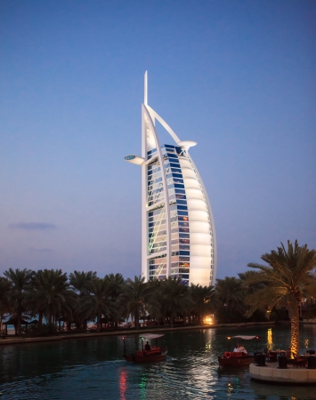 DUBAI, UAE - JANUARY 20: Burj Al Arab hotel on January 20, 2011 in Dubai, UAE. Burj Al Arab is a luxury 5 star hotel built on an artificial island in front of Jumeirah beachのeditorial素材