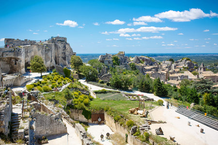 Castle Les Baux de-Provence, Provence, France on warm sunny day.のeditorial素材