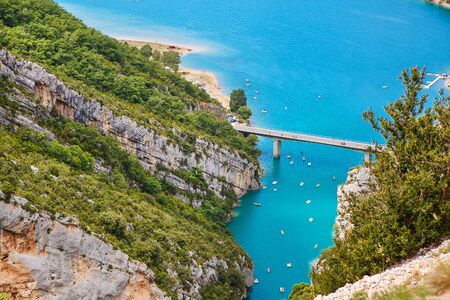 Gorges du Verdon,Provence in France, Europe. Beautiful view on lac de sainte-croix on summer day.の写真素材