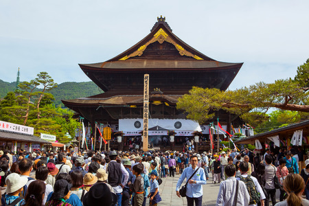 NAGANO, JAPAN - MAY 23, 2015: Zenkoji Temple, Nagano, JAPAN. One of the most important temples in Japan which was built in the 7th century in jubilee yearのeditorial素材