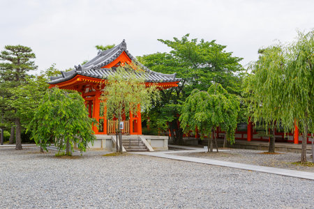 Fushimi Inari Taisha Shrine in Kyoto, Japan with beautiful red gate and japanese garden