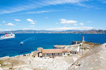 View on Marseille from Chateau d'If,  France. On sunny warm day in Provence.の写真素材