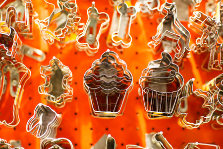 Various cookies cutters on German traditional Christmas market for selling.の写真素材