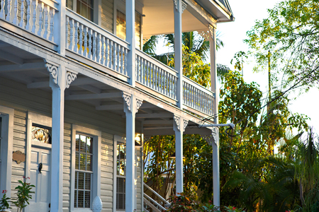 The historic and popular center and Duval Street in downtown Key West.の写真素材