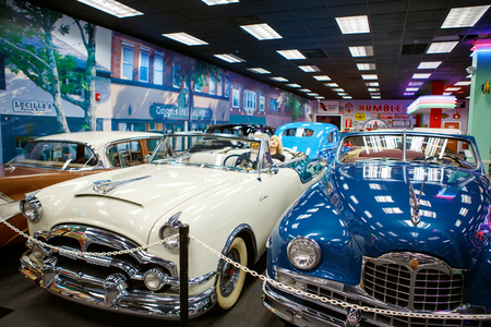 MIAMI, FLORIDA /USA - APRIL 11 2016: Miami Auto Museum exhibits a collection of vintage and cinema automobiles, bicycles and motorcycles on April 11, 2016 in Miami, Florida, USAのeditorial素材
