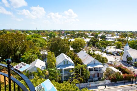 KEY WEST, FLORIDA USA - APRIL 13, 2016: The historic and popular center and Duval Street in downtown Key West. Beautiful small town in Florida, United States of Americaのeditorial素材