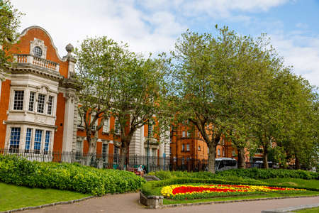 DUBLIN, IRELAND - JULY 1, 2019: Street of Dublin, famous tourist attraction in Ireland, irish capital.のeditorial素材