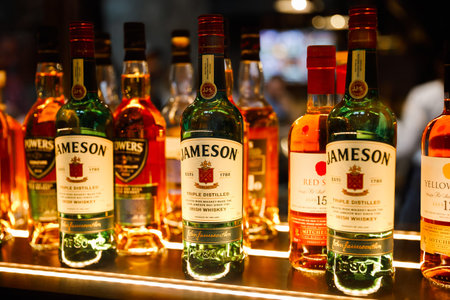 DUBLIN, IRELAND - JULY 2, 2019: Interior and bar of Old Jameson Distillery, Smithfield Square in...
