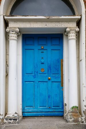 Colorful georgian doors in Dublin, Ireland. Historic doors in different colors painted as protest against English King George legal reign over the city of Dublin in Ireland.の写真素材