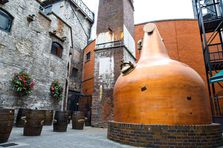 DUBLIN, IRELAND - JULY 2, 2019: Entrance to the Old Jameson Distillery, Smithfield Square in Dublin, Ireland. The original site where Jameson Irish Whiskey was distilled until 1971のeditorial素材