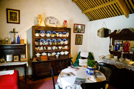 Glencolumbkille, IRELAND - JULY 5, 2019: Museum in Glencolumbkille, Donegal region of Ireland. Traditional old Irish houses.のeditorial素材